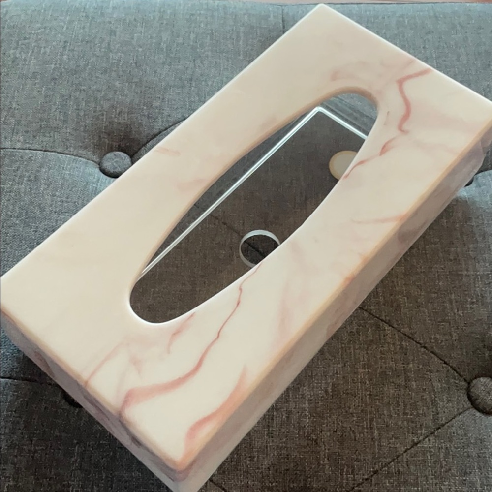 Rectangular Pink Marble Tissue Box Cover